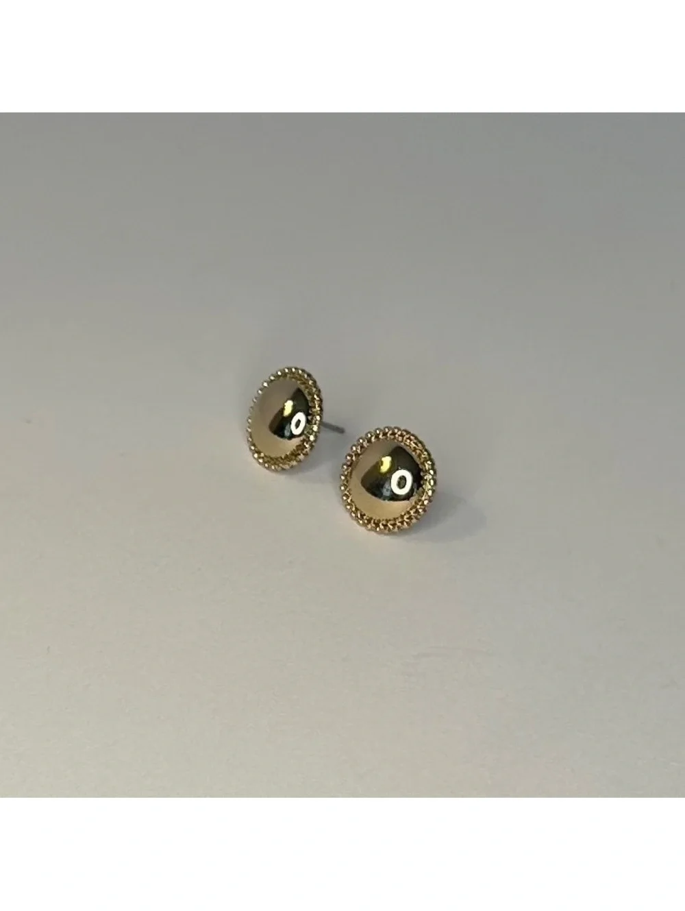 Vintage Napier Signed Gold Tone Button Pierced Stud Earrings